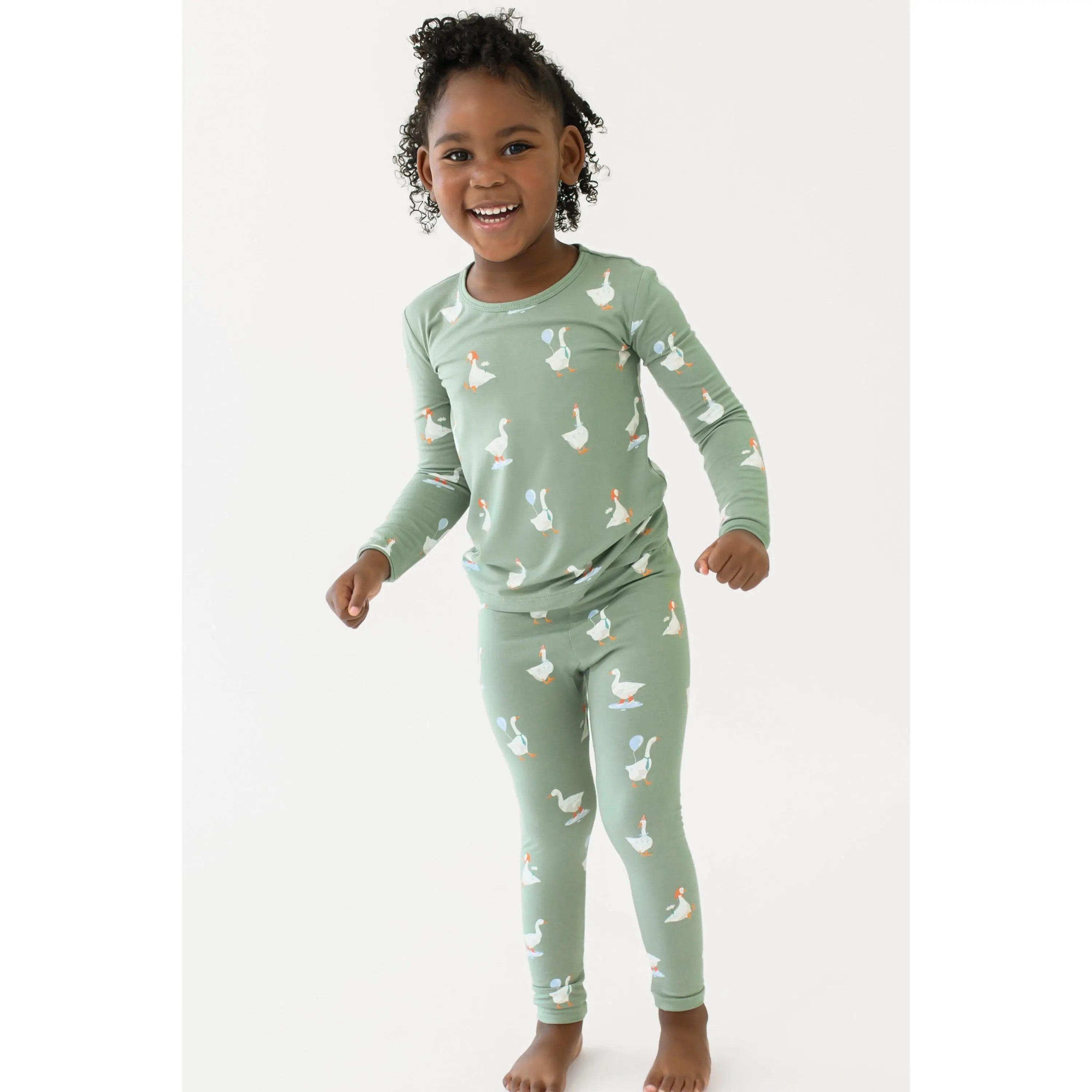 Long Sleeve Pajamas in Silly Goose