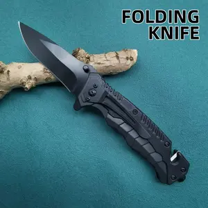 Portable EDC Folding Utility Tool with Textured Grip & Secure Lock Mechanism - Stainless Steel Spear-Point Blade, Ergonomic Handle, Lightweight for Camping, Survival, DIY, Household, Outdoor & Everyday Carry (No Power Required)