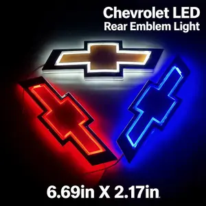 5D LED Illuminated Rear Emblem Light for Chevrolet – Glow Rear Badge Compatible with Cruze Malibu Captiva Aveo |   IP67 Waterproof Plug and Play Install, Car Exterior Night Lighting Accessory, White/Blue