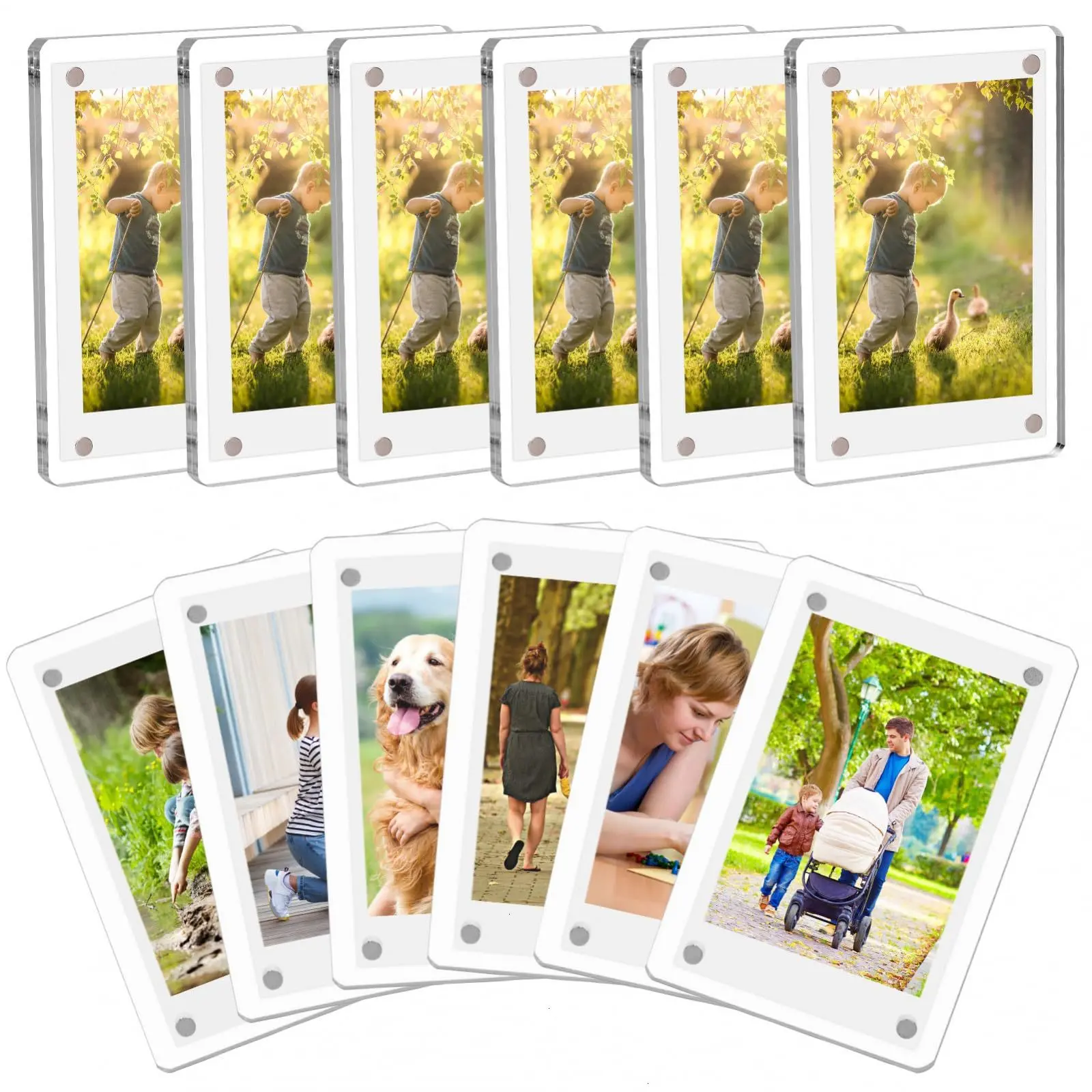 Acrylic refrigerator magnetic frame, mini photo frame, double-sided magnetic photo frame for refrigerator, mini transparent photo frame, gift (five sizes)