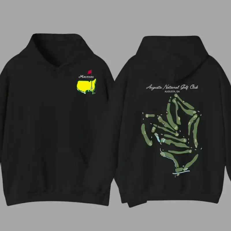 Augusta National Course Map Golf Hoodie Shirt For Men For Women Vintage Unisex Cotton Apparel Breathable Sports Top Masters Tournament Hoodie Gift for Golf Fans