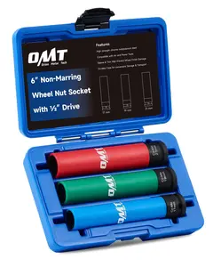 Orion Motor Tech 1/2" Drive Lug Nut Socket Set, Metric 17 19 21 mm/ SAE 3/4 13/16 7/8 15/16 in. Wheel Socket Set, 3/5/8pc Impact Lug Nut Socket Set, Thin Wall Lug Nut Socket Set with Colored Protective Covers, Limited Time Deal
