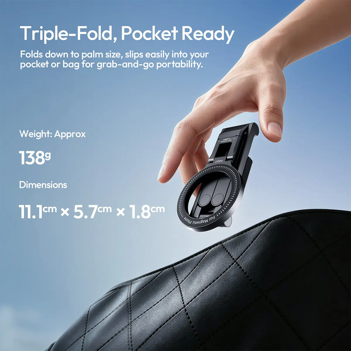 Ulanzi MA67 3-Fold Magnetic MagSafe-Compatible Cellphone Tripod Stand, Portable Multi-Functional Folding Mobile/Smartphone Desktop Holder for iPhone & Android Photography, Selfies