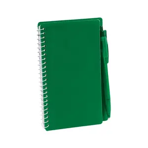 6" Green Spiral Paper Notebooks with Black Ink Pens - 12 Pc.