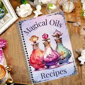 Adult Magic Guide Journal, 50 Pages with Herbal Spells, Candle Magic & Mystical Symbols, Spiral Bound Ritual Book for Adults, Spiral Binding