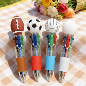 10Pcs Retractable Sports Ballpoint Pens, Mini Space Pen with Football/basketball/rugby Decor, Cute Stationery Set for School, Parties, Gifts