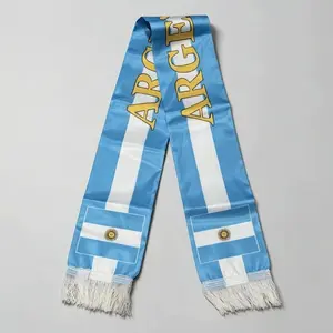Argentina Fan Scarf, Satin Printed Knitted Scarf, Football Match Cheering Prop, Ideal for Watching Games, Perfect for Parties