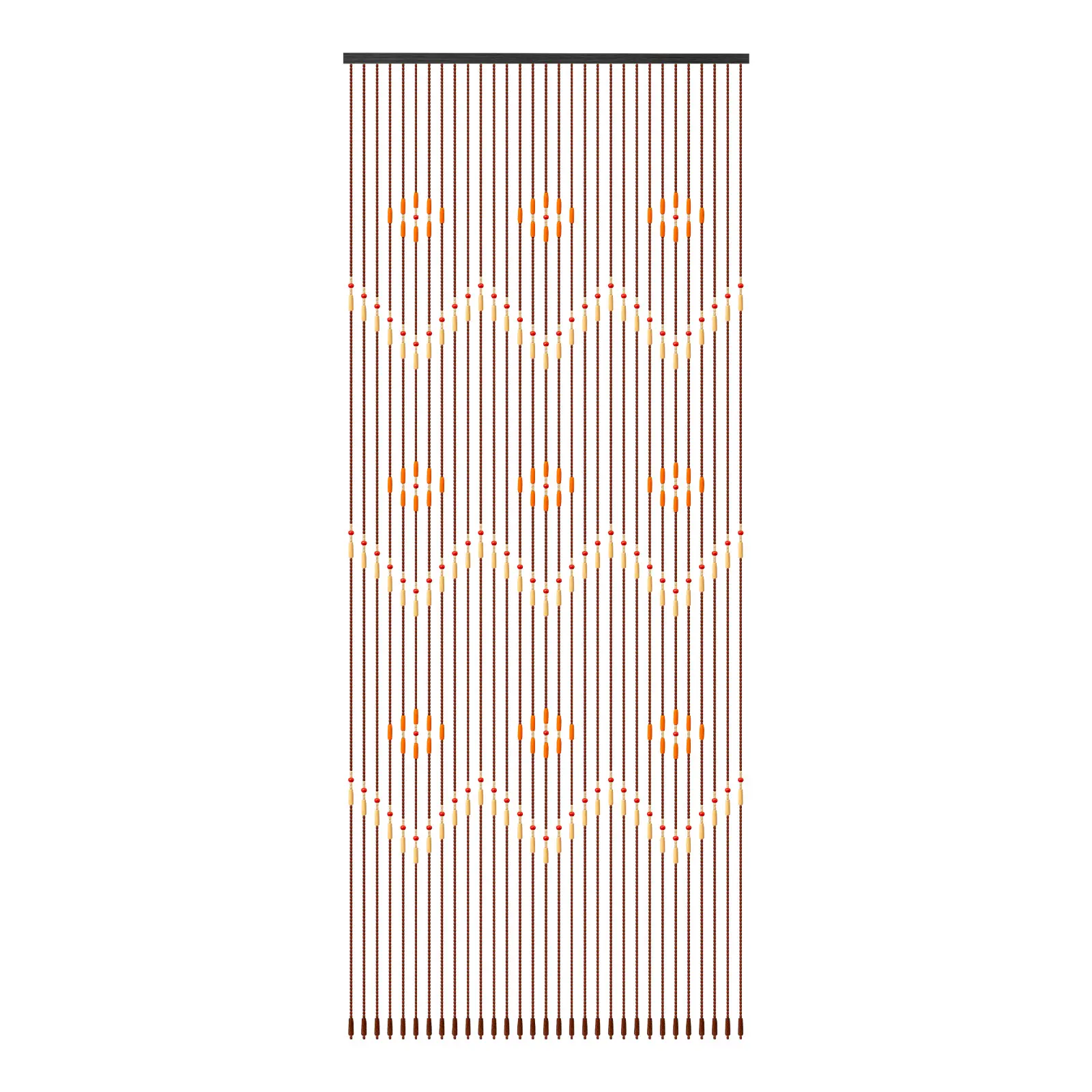 Classic Floral 35x86in Natural Wood-Bamboo Beaded Curtain, Dry Clean Only Fly Screen for Bath, Bedroom Doorways