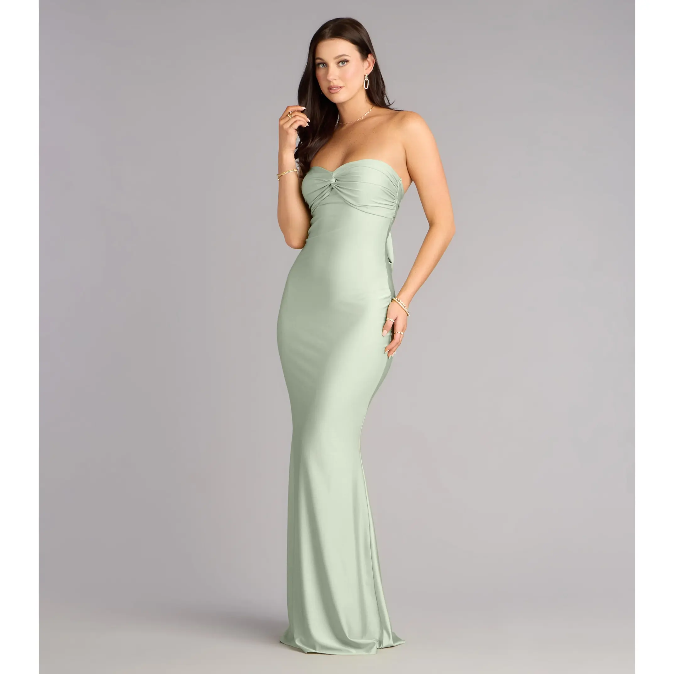 strapless mermaid formal dress Black Satin Mermaid Prom Dresses 2025 Strapless Formal Gown with Beade –  Viniodress main image 0