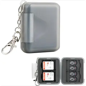 P-PHP08    SD Card Holder Case Water-Resistant: Portable 12 Slots Memory Card Case for 8 Micro SD Card & 4 SD/SDXC/SDHC Card, Memory Card Hard Carrying Box Keeper Protector with Rubber Interior Grey