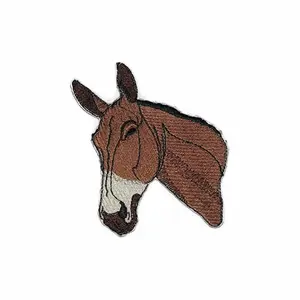 Mule Face Embroidered Patch – Rustic Western Horse Iron-On or Sew-On Applique, 4.5" x 3.5", Made in USA