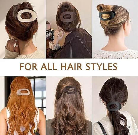 Solid Color Hair Clip, 4pcs Oval Acrylic Hair Clips Set for Women, No Trace Flat Large Hair Clip, Elegant Minimalist Frosted Solid Color Hair Clips for Daily Wear, Ideal Gifts for Her