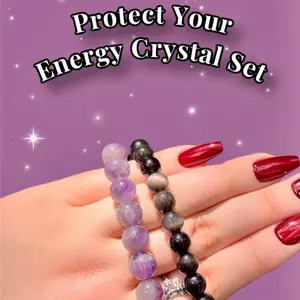 Protect Your Energy Crystal Set - Chevron Amethyst & Silver Sheen Obsidian Bracelets for Energy Protection