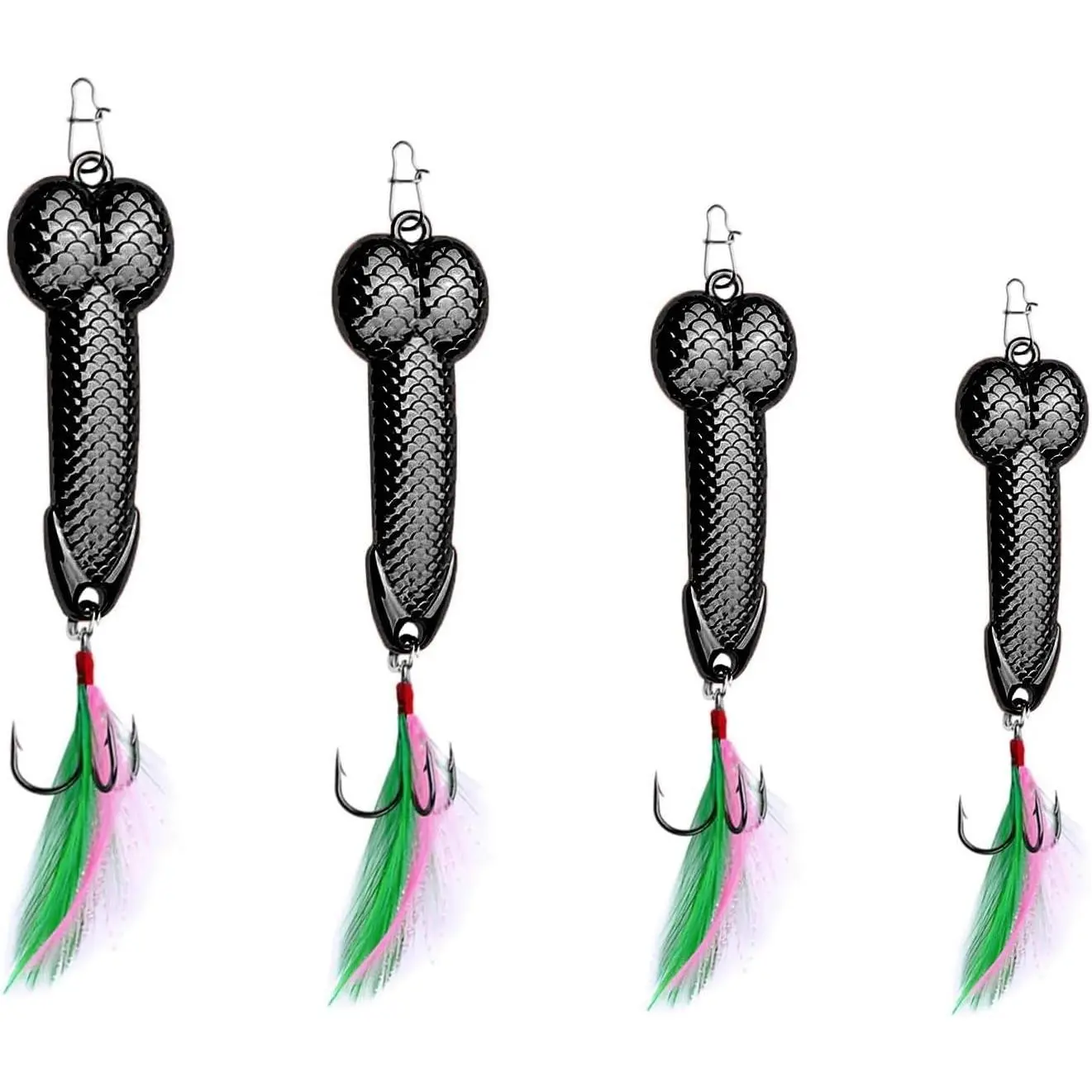 Gag Fishing Lures Set Metal Luminous Sequin Spoons Funny Top Water Bass Fishing Lures Fishermen Gear Spinner Baits Freshwater Saltwater Equipment Fishing Hook for Fishing Lover Men