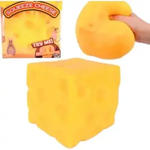 Squishy Cheese Block Yellow Moldable Fidget Toy with Squeeze Feature, Ideal for Play and Relaxation