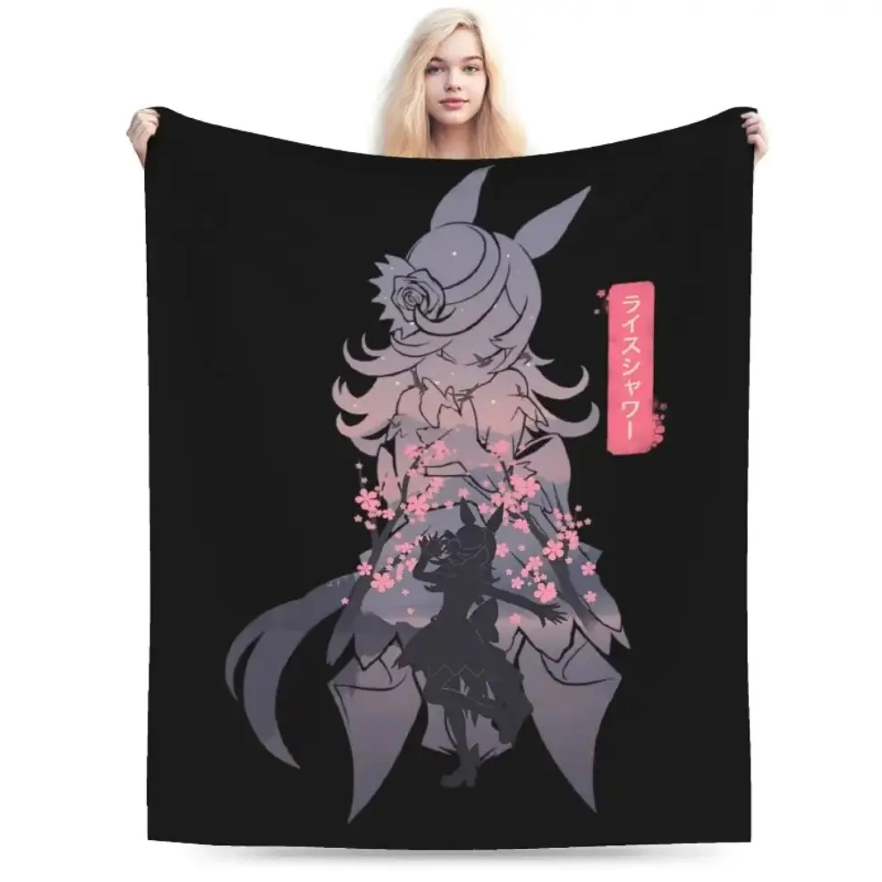 Anime Theme Uma Musume Pretty Derby Character Print Super Soft Coral Fleece Flannel Throw Blanket,Baby blankets and adult blankets All‑Season Thin Bedding Quilt, Summer Vibes Office Sofa Throw, Ideal Birthday Christmas Black Friday Holiday Gift for Anime