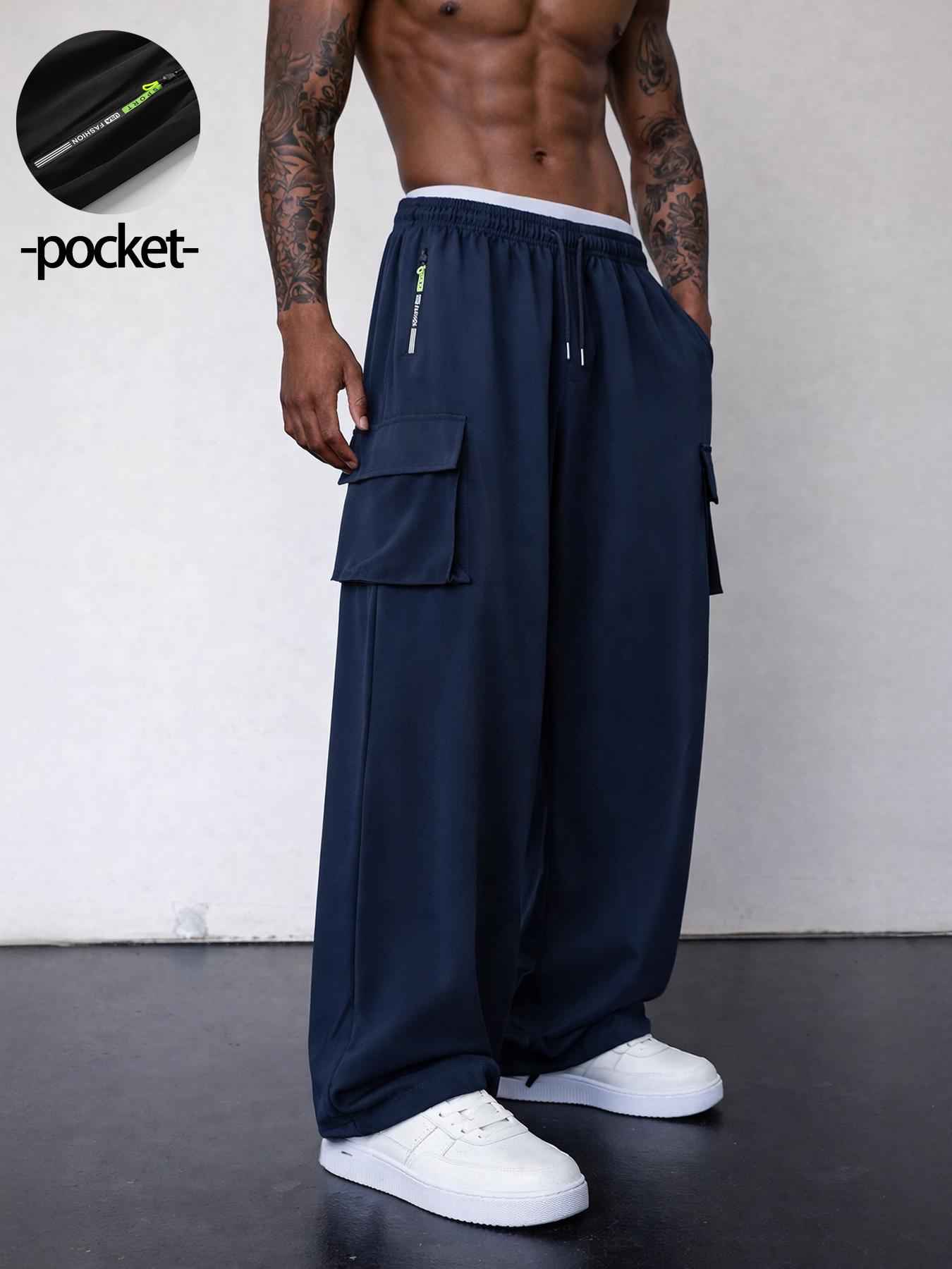 Mens Cargo Pants Baggy Wide Leg Drawstring Trousers with Zipper Pocket and Flap Pockets Loose Fit Streetwear Track Pants for Daily Wear Travel Commuting Skating Workwear Inspired Casual Utility Outfits Mens Cargo Pants Baggy Wide Leg Drawstring Trousers with Zipper Pocket and Flap Pockets Loose Fit Streetwear Track Pants for Daily Wear Travel Commuting Skating Workwear Inspired Casual Utility Outfits