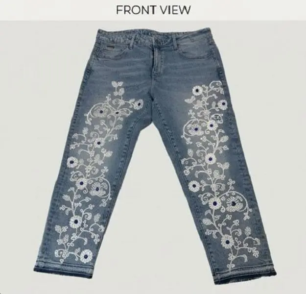 Premium Handmade Denim Jeans – Wildgeese Custom Embroidered Floral Pants – Unique Streetwear Fashion Artisan Denim Wear (NWT)