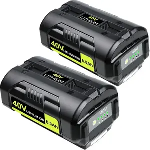 2 Pack 6.0Ah 40V Lithium Battery for Ryobi OP401 Charger Kit OP4040 OP40401 OP4026 OP40261 OP4050 OP40601 Replacement Battery Pack