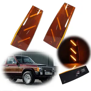 2pcs Amber LED Side Marker lamps Lights For 1984 1985 1986 1987 1988 1989 1990 1991 1992 1993 1994 1995 1996 Jeep Cherokee Comanche 1984 1985 1986 1987 1988 1989 1990 Wagoneer,Replace OEM 56000110, 56000111, CH2551113, CH2550113