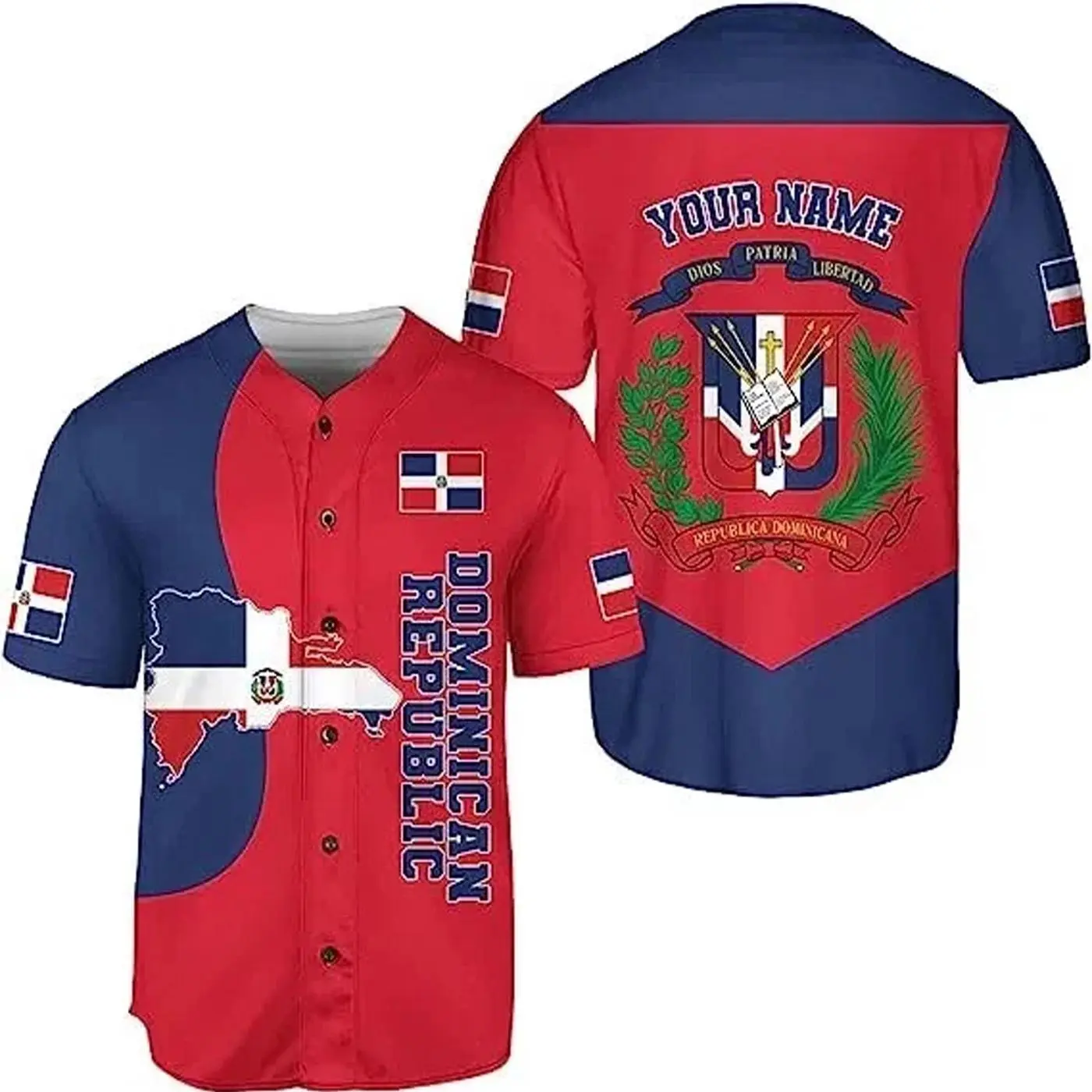 Personalized Dominican Republic Baseball Jersey - Custom Flag Shirt with Your Name - Perfect Dominican Heritage Gift