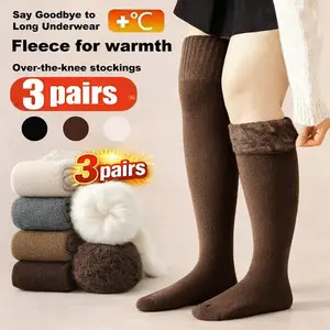 Cozy Women's Over-the-Knee Socks for Fall Winter - Extra Thick Terry Lined, Fleece-Like Knee-Thigh Support Socks