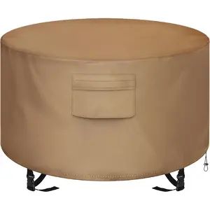 Round Fire Pit Cover, Waterproof 600D Duty Cover Fits Round Fire Pit or Table 48"D x 22"H-Fade & Resistant
