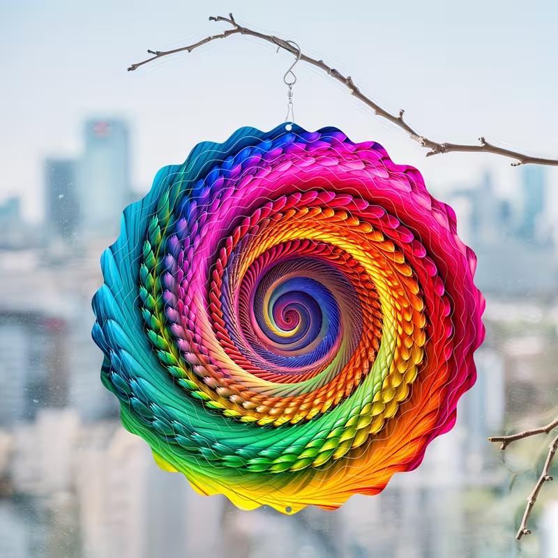 1pc of The "Whimsical Grace" 3D Metal Wind Spinner Featuring Rainbow Colors And a Mandala Design, Making It an Excellent Gift for Women, Mothers, Grandmothers, And Wives. It'S Perfect for Both Outdoor And Indoor Decoration