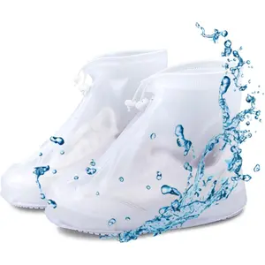 Rain Shoe Covers- Waterproof Sand Control Non-Slip Overshoes Covers Women Men Kids Outdoor Foldable Reusable PVC Rubber Sole Medium Top Shoe Covers