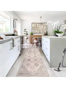 【Christmas Gift】Beige-9*12 feet Vintage Rug Irregular Medallion Area Rug Ultra-Thin Non Slip Floral Print Indoor Mat For Living Room Dining Room Bedroom Farmhouse