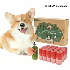 Eco-Friendly Dog Waste Roll Bags, Leak Resistant Odor-Locking Disposable Pet Poop Pouches Compostable Dog Poop Bags with Dispenser, Leak-Proof Eco-Friendly Pet Waste Bags, Bulk Pack for Dog Walking
