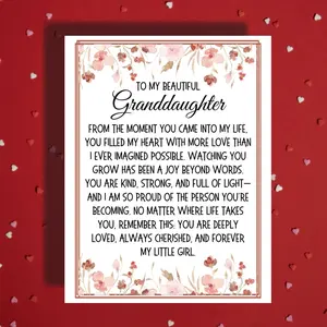 Granddaughter Card from Grandma or Grandparents, Personalized Floral Birthday Graduation Card