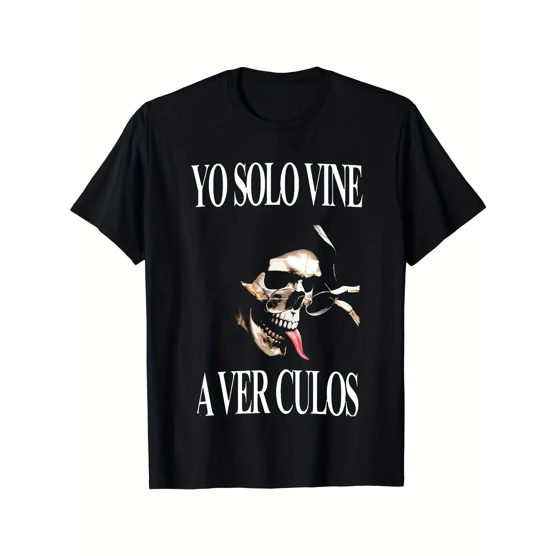 Unisex "Yo Solo Vine" Graphic T-Shirt, Funny Spanish Pirate Skull Tee with Latin Humor, Casual Shortsleeve Round Neck Top for Birthday Gift, Tshirt, Graphic T Shirts
