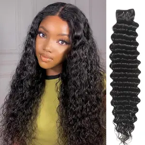 Human Hair   Bundle 12A Brazilian Virgin Human Hair Wet and Wavy  22 Inch  Unprocessed Deep Curly Weave Human Hair Extensions  Black Remy Hair