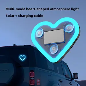 Solar Powered Wireless LED Triangle Heart Shape Neon Light for Car Interior Decor Eco-Friendly Stylish Ideal Gift for Teens Moms and Car Lovers