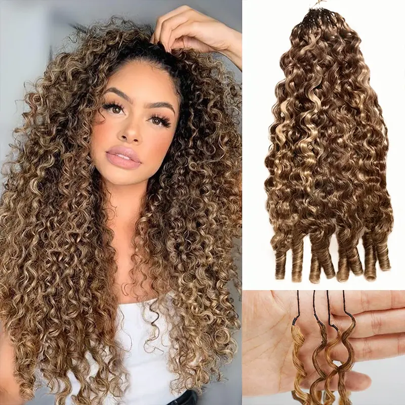 Recool Hair Burmese Curly/Kinky Curly Highlight 4/30/27 Crochet Human Hair Extension for Boho Braids, 4-5 Packs for Full Head, Protective Hairstyles Vacation Hair for Black Women Invisible Miracle Knots Human Hair#DealsForYouDays
