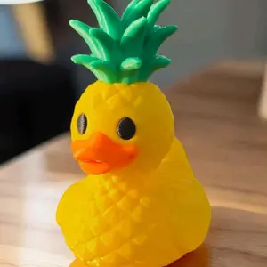 Pineapple Duck Figure 3D-Printed in Hard Plastic 2.5 Inches Tall Decorative Ornament for Home Decor