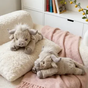 New Highland Cow Scottish Highland Cow Plush Toy Long Hair Highland Cow Decoration Ornament, Cute Stuffed Animal Figurine, Cuddly Stuffed Animal