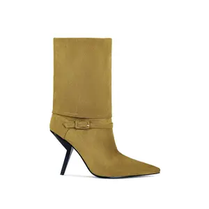 WINDING-OLIVE FAUX SUEDE STILETTO BOOTIE