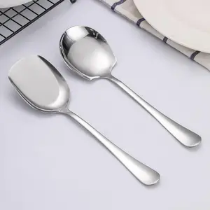 Stainless Steel Serving Spoon (2 Counts/set), Ergonomic Design Spoon for Buffet & Hotel & Canteen Use, Multipurpose Kitchenware