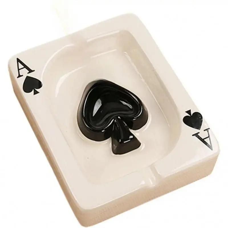 Creative Poker Ceramic Ashtray, Portable Modern Tabletop Decor Container, Fashion Desktop Ornament for Indoor & Outdoor, Home Office Table Decoration, Handcrafted Gift for Men & Women