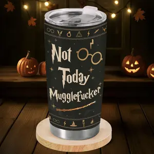 Not Today Mugglefcker 20oz Stainless Steel Tumbler – Funny Gift for Magic Bookworms & Chaos-Controlled Wizards, Sarcastic Travel Gift for Witchy Vibes,