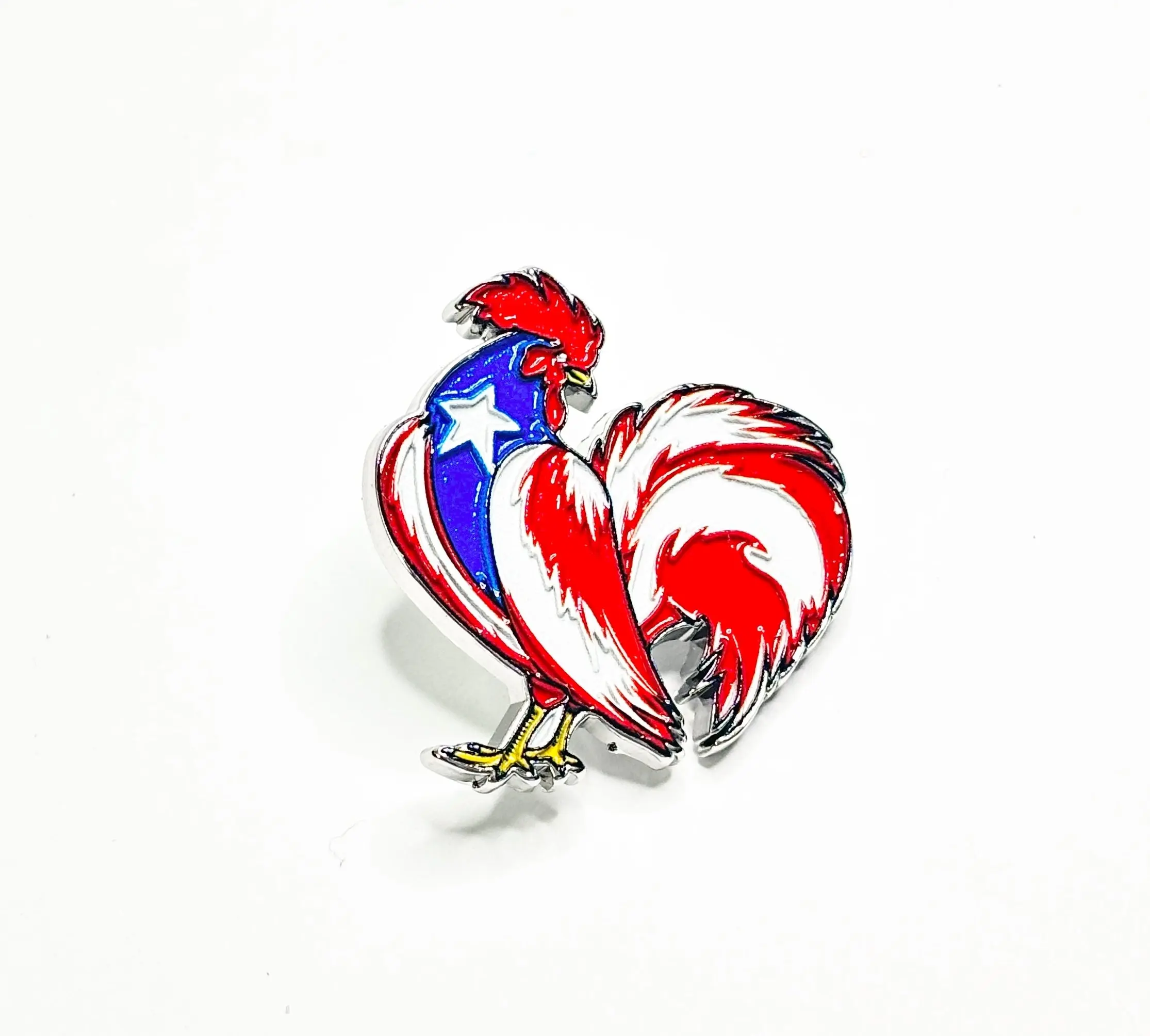 Puerto Rico Rooster Enamel Pin - Glossy Finish Metal Alloy Brooch, Exclusive Headzflex Rooster Artwork, Lightweight Accessory for Clothing & Hats, Ideal for Clothing Accessory Owners, Exclusive Headzflex Design