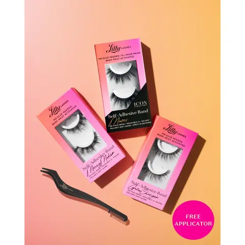 Self-Adhesive Eyelashes Trio | Lilly Lashes 3D Faux Mink | No Glue Needed, Body Heat Activated