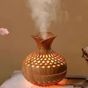Wooden Vase Design Silent Colorful Light Air Humidifier, 1 Count Usb Powered Multipurpose Night Light Humidifier, Aromatherapy Machine for Home Office Bedroom, Aromatherapy Function Desktop Humidifier, Humidifier Atmosphere Light, Essential Diffuser