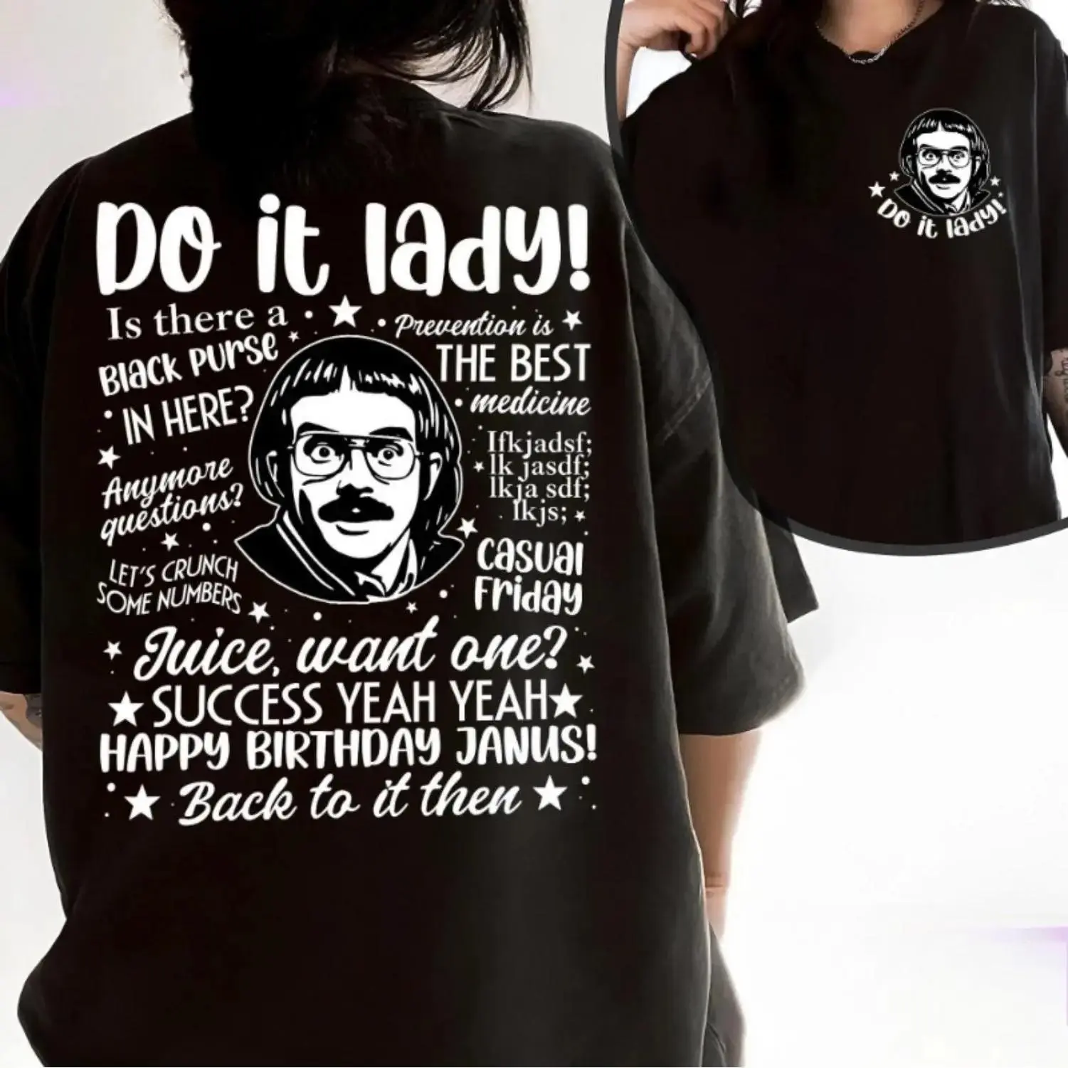 Vintage Do It Lady Chit Tour Tee Retro Comedy Style Two Sided Funny Meme Graphic Shirt For Fans Of Parody Humor Casual Breathable Design