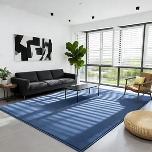 Luxury 5x8 Ft Blue Memory Foam Rug – Non-Slip & Machine Washable, Extra Thick Plush Carpet for Living Room, Bedroom, Modern Home Decor Accent
