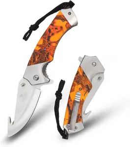 Snake Eye Tactical Folding EDC Knife - 3.5" Gut Hook Blade, Heavy Duty Survival Tool for Camping, Hiking