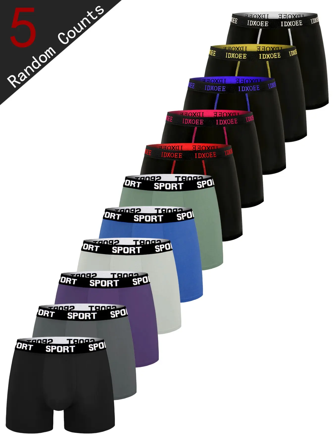 5 pcs men's slim fit Long flat cornered underwear, Soft Comfy Underwear, Activewear-Soft, lightweight, elastic waistband, suitable for Four Seasons sports, daily casual wear, and various outdoor activities