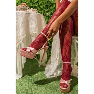 AZALEA WANG HALLADAY PINK SATIN PLATFORM STILETTO SANDAL